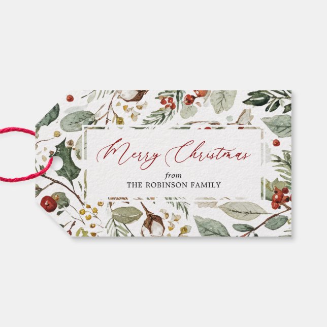 Botanische Weihnachtsgeschenkanhänger Geschenkanhänger (Rückseite Horizontal)