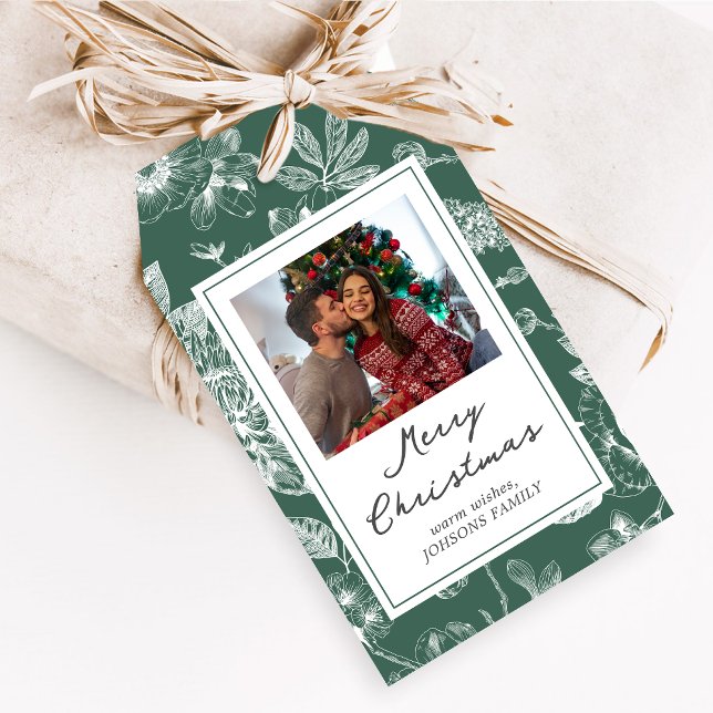 Botanische Weihnachtsgeschenkanhänger Geschenkanhänger (Christmas Family Holiday Favor Tags)