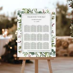 Botanische Weihnachtsgrün-Hochzeitstabelle Poster