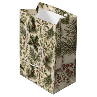 Botanische Weihnachtsgrüns Mittlere Geschenktüte