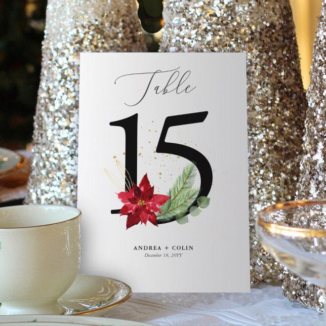 Botanische Weihnachtshochzeit Tischnummer 15 (Botanical Christmas Wedding /Event Table Number | No. 15 (For all numbers, see Collection below))