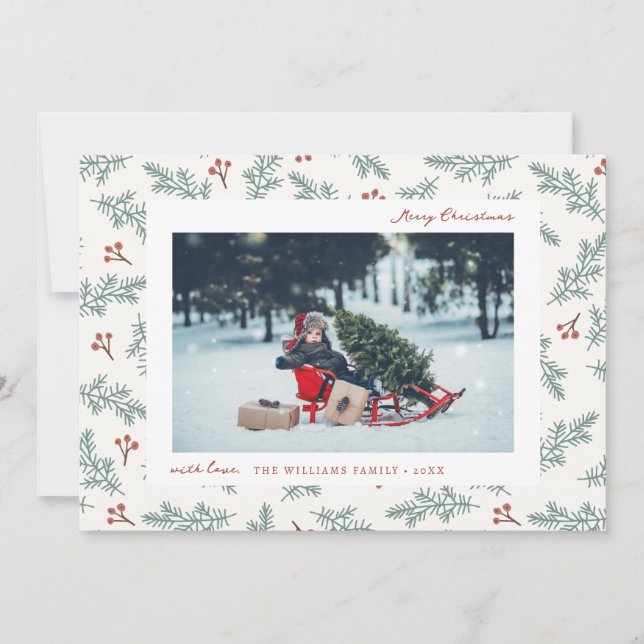 Botanische Weihnachtskarte Berries Feiertagskarte (Vorderseite)