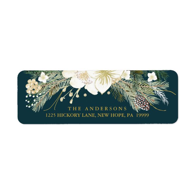Botanische Weihnachtswasserfarbe Rücksendeadresse (Vorne)