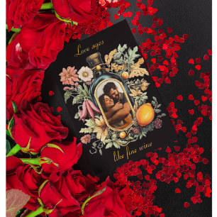 Botanische Weinflasche, Liebe-Zeitalter wie Wein Feiertagskarte