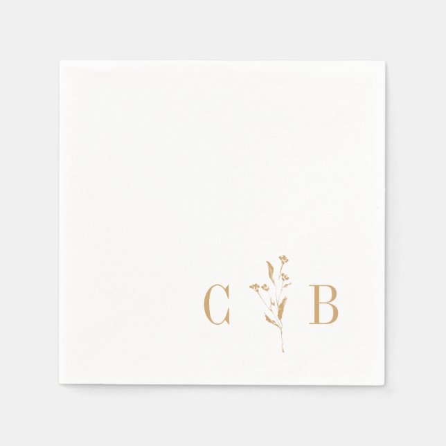 Botanische White-Monogram-Hochzeit Serviette (Vorderseite)