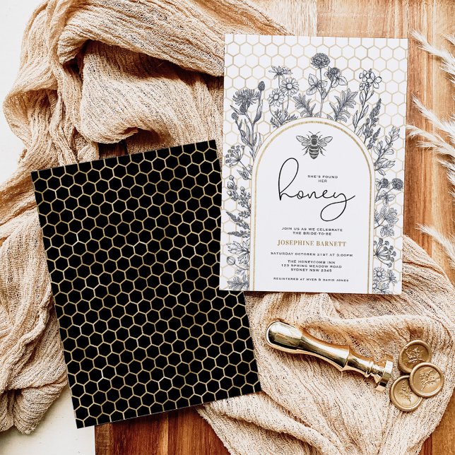 Botanische Wildblume Bee Honeycomb Brautparty Einladung (Von Creator hochgeladen)