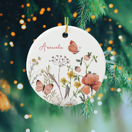 Botanische Wildblume Blume Boho Personalisiert Nam Keramik Ornament