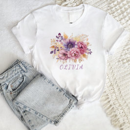 Botanische Wildblume Blume Boho personalisiert T-Shirt