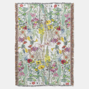 Botanische Wildblume-Blumenthrow-Decke Decke