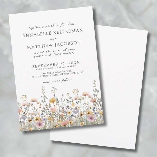 Botanische Wildblume Blumenzwiebelblume Einladung (Botanical Wildflower Watercolor Floral Wedding Invitation)