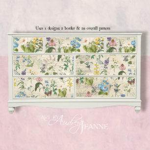 Botanische Wildblume Butterfly Ephemera Decoupage Seidenpapier