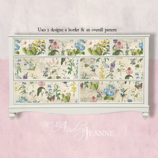 Botanische Wildblume Butterfly Ephemera Decoupage Seidenpapier (Von Creator hochgeladen)