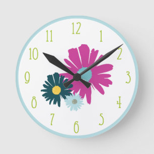 Botanische Wildblume Daisy Garden Runde Wanduhr