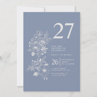 Botanische Wildblume Dusty Blue 27. Geburtstag Einladung