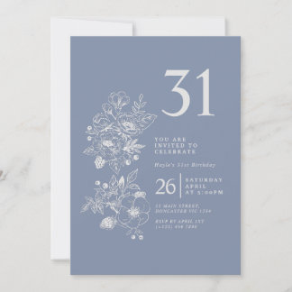 Botanische Wildblume Dusty Blue 31. Geburtstag Einladung