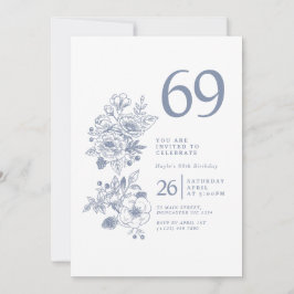 Botanische Wildblume Dusty Blue 69. Geburtstag Einladung