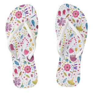 Botanische Wildblume Hedgerow-Malerei Flip Flops