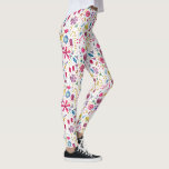 Botanische Wildblume Hedgerow-Malerei Leggings<br><div class="desc">Ein hübsches,  modernes Aquarellbild mit Blume und Blätter,  die in den Herbstfarben auf weißem Hintergrund verstreut sind.</div>