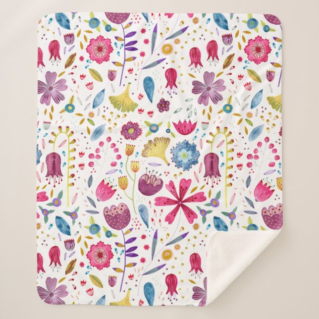 Botanische Wildblume Hedgerow-Malerei Sherpadecke (Vorderseite)