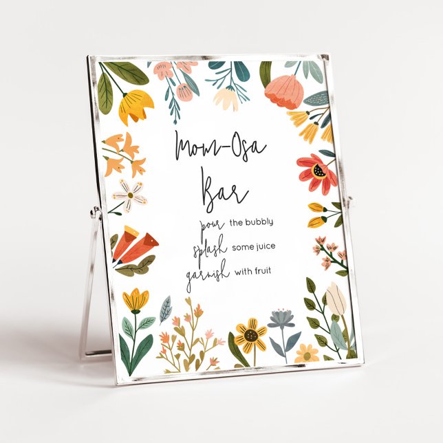 Botanische Wildblume Mama Osa Bar Poster (Botanical Bright Wildflower Baby Shower Mom Osa Bar Sign
)