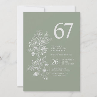 Botanische Wildblume Sage Green 67. Geburtstag Einladung