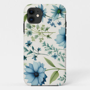 Botanische Wildblumen blau und grün Case-Mate iPhone Hülle