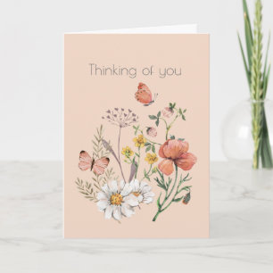 Botanische Wildblumen-Blume Boho, an Dich denkend Karte