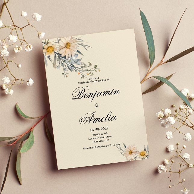 Botanische Wildblumen Blumengarten Hochzeit Einladung (Botanical wildflowers garden floral Wedding)