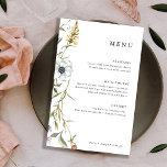 Botanische Wildblumen | Elegantes Hochzeitsmenü<br><div class="desc">Diese skurrilen Hochzeitsmenüs sind mit illustrierten,  farbenfrohen gelben,  orangefarbenen und weißen Wildblumen sowie grünen Blätter auf weißem Hintergrund gestaltet. Ein einfaches Design,  das sowohl boho als auch elegant ist.</div>
