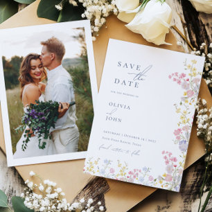 Botanische Wildblumen Hochzeit Termin merken Ankündigung