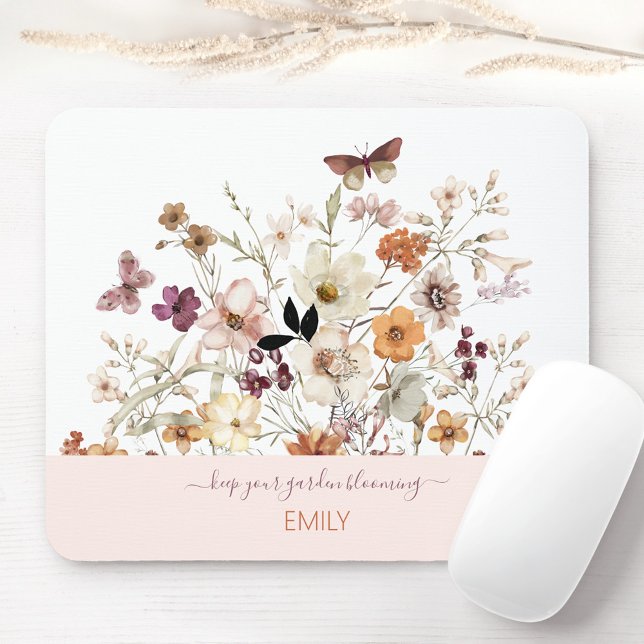 Botanische Wildblumen Mousepad (Pressed Wildflowers Botanical Floral Mouse Pad)