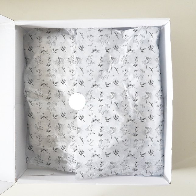 Botanische Wildblumen-Muster für Schwarz-Weiß-Kräu Seidenpapier (Von Creator hochgeladen)