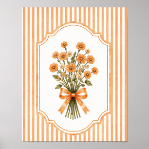 Botanische Wildblumen-Orangen- und Creme-Blumen-Wa Poster