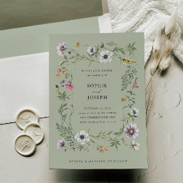 Botanische Wildblumen | Soft Green Wedding Einladung