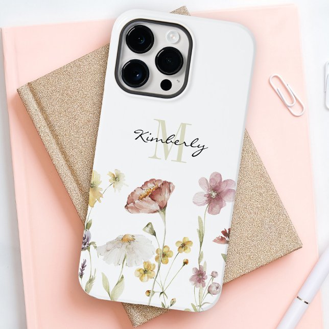 Botanische Wildblumen von Feminine Boho mit Monogr Case-Mate iPhone Hülle (Von Creator hochgeladen)