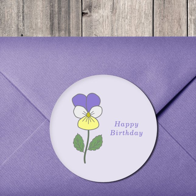 Botanische Wildpfanne Pastel-Blume Runder Aufkleber (Botanical Wild Pansy Sticker)