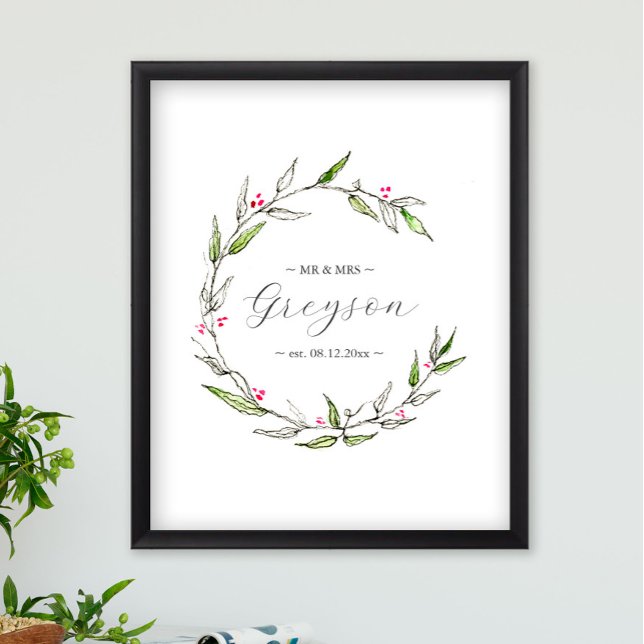 Botanische Winterhochzeit - Zeichen und Sake halte Poster (Christmas wedding decor printable sign botanical art by Victoria Grigaliunas of Do Tell A Belle)