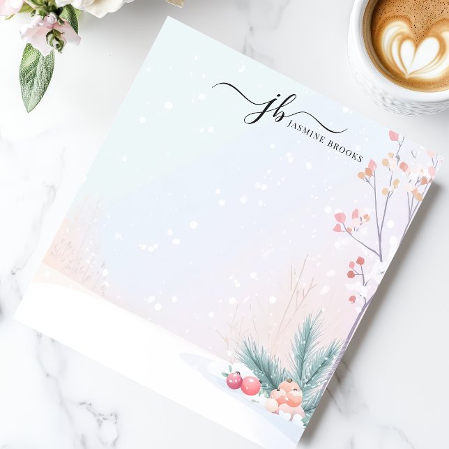 Botanische Winterschnee-Ornamente Personalisiert Notizblock (Von Creator hochgeladen)