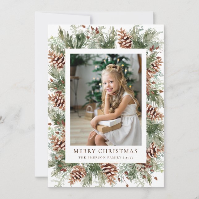 Botanische Winterurlaubskarte Feiertagskarte (Vorderseite)