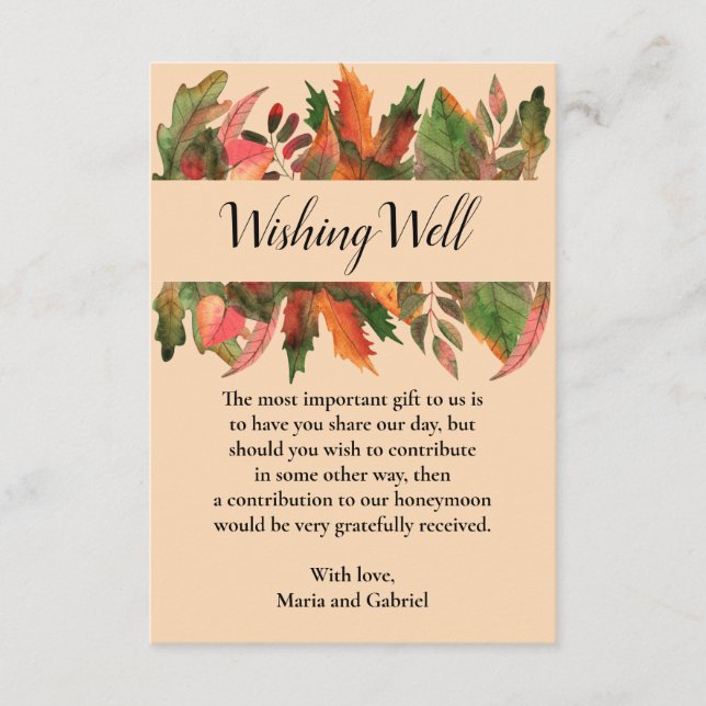 Botanische Wishing Well Woodland Hochzeit Begleitkarte (Vorderseite)