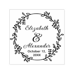Botanische Wraath Bride Groom Namen Datum SC Hochz Permastempel