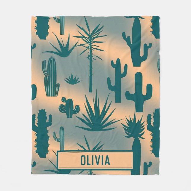 Botanische Wüstenlandschaft Personalisiert Fleecedecke (Vorderseite)
