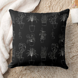 Botanische Zimmerpflanzen Linienkunst Muster Kissen