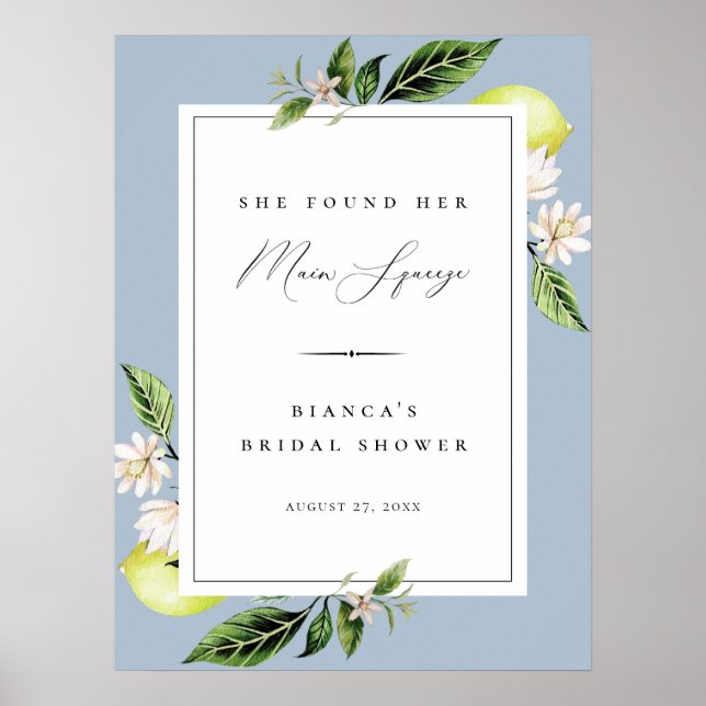 Botanische Zitronen Hauptpresse Brautparty Poster (Vorne)