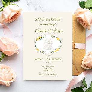 Botanische Zitronen-Oliven-Hochzeit - Save the Dat