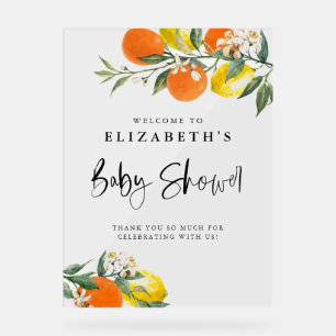 Botanische Zitronen und Orangen Sommerdusche Acrylschild