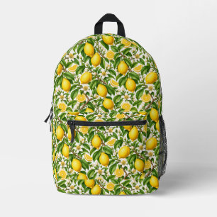 Botanische Zitronen und weiße Blüten Bedruckter Rucksack