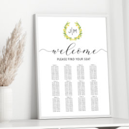 Botanische Zitronenfrüchte-Hochzeitstabelle Poster