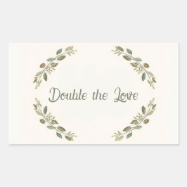 Botanische Zwillinge-Baby-Party Olivenzweig Boho G Rechteckiger Aufkleber