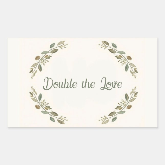 Botanische Zwillinge-Baby-Party Olivenzweig Boho G Rechteckiger Aufkleber (Vorderseite)